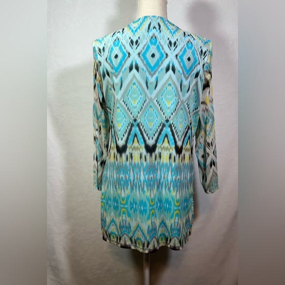 INC International Concepts Multicolor Top Size L Tunic with Beaded Neckline - Picture 4 of 6